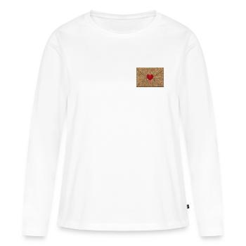 Lettre d’amour brodée (imprimée) - T-shirt manches longues Premium bio Femme - blanc - Devant - Julia (174cm)