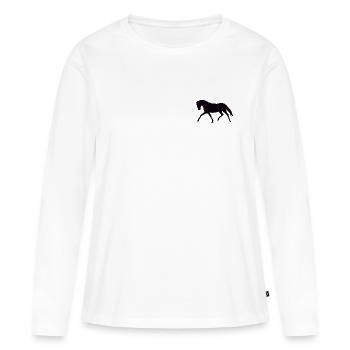 Cheval dressage - T-shirt manches longues Premium bio Femme - blanc - Devant - Julia (174cm)