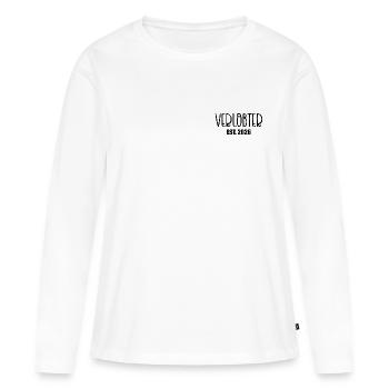 Fiancé de fiançailles 2026 - T-shirt manches longues Premium bio Femme - blanc - Devant - Julia (174cm)