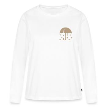 Gold Heart Umbrella – Shiny Rain of Love - Women's Premium Organic Long Sleeve Shirt - white - Front - Julia (174cm)
