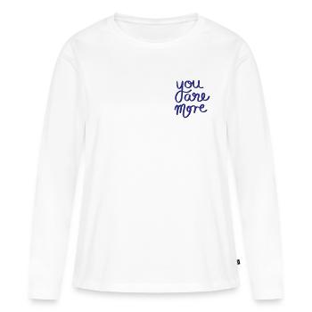 Tu es plus - T-shirt manches longues Premium bio Femme - blanc - Devant - Julia (174cm)