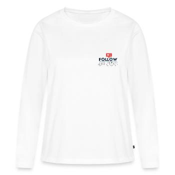 Follow Jesus | Suis Jésus | Successeur de Jésus - T-shirt manches longues Premium bio Femme - blanc - Devant - Julia (174cm)