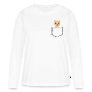 Taschentier Katze rot getigert - Frauen Premium Bio Langarmshirt - Weiß - Vorne - Julia (174cm)