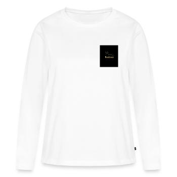 She Means Business – Motivations T-Shirt für Fraue - Frauen Premium Bio Langarmshirt - Weiß - Vorne - Julia (174cm)