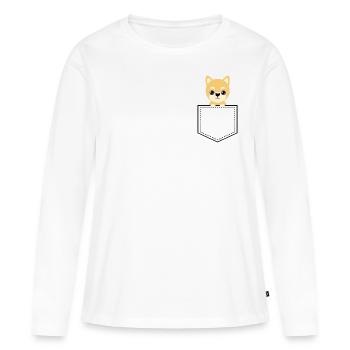 Animal de poche Shiba Inu - T-shirt manches longues Premium bio Femme - blanc - Devant - Julia (174cm)