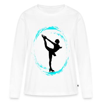 Türkis Pinselkreis Ring - Frauen Premium Bio Langarmshirt - Weiß - Vorne - Julia (174cm)