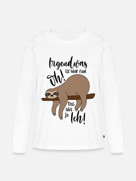 Faultier Irgendwas ist hier faul - Frauen Premium Bio Langarmshirt - Weiß