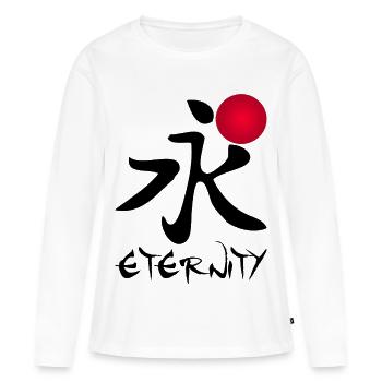 Le mot éternité en japonais (noir) - T-shirt manches longues Premium bio Femme - blanc - Devant - Julia (174cm)