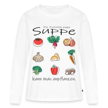 Soupe de légumes - T-shirt manches longues Premium bio Femme - blanc - Devant - Julia (174cm)