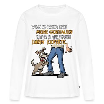 Reib-Experte Hund - Frauen Premium Bio Langarmshirt - Weiß - Vorne - Julia (174cm)
