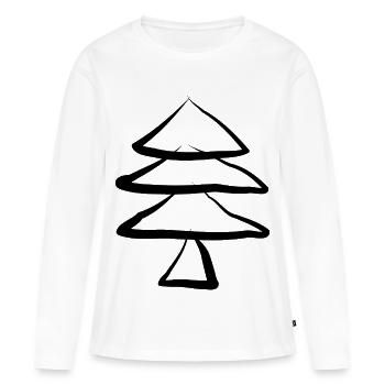 Sapin de Noël Sapin de Noël - T-shirt manches longues Premium bio Femme - blanc - Devant - Julia (174cm)