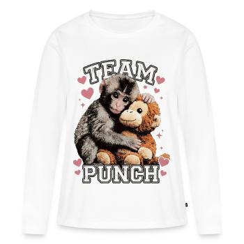 Drôle et mignon Bébé Singe Coup de poing - T-shirt manches longues Premium bio Femme - blanc - Devant - Julia (174cm)