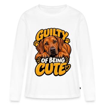 Chien rhodésien - T-shirt manches longues Premium bio Femme - blanc - Devant - Julia (174cm)