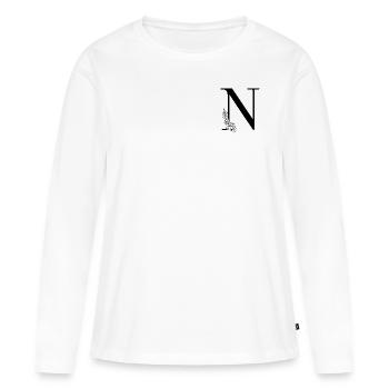 Lettre N - T-shirt manches longues Premium bio Femme - blanc - Devant - Julia (174cm)