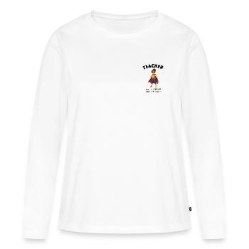 Gift Teacher Superheroine - Women's Premium Organic Long Sleeve Shirt - white - Front - Julia (174cm)