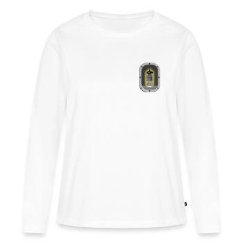 Tube derrière la vitre - T-shirt manches longues Premium bio Femme - blanc - Devant - Julia (174cm)