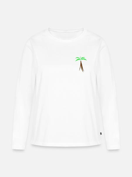 Palme - Frauen Premium Bio Langarmshirt - Weiß