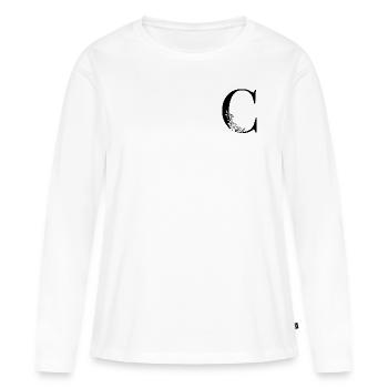 Lettre C - T-shirt manches longues Premium bio Femme - blanc - Devant - Julia (174cm)