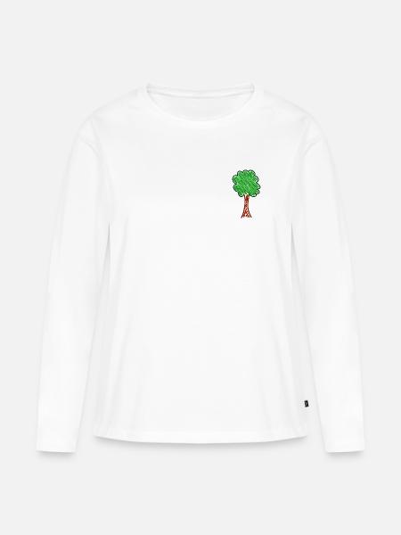 Wachsmalwaldbaum - Frauen Premium Bio Langarmshirt - Weiß