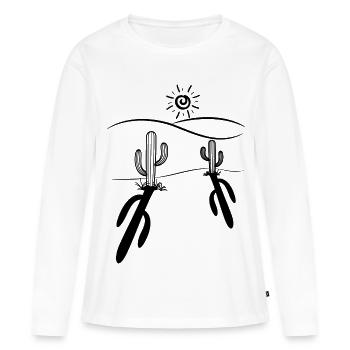 cactus romantiques - T-shirt manches longues Premium bio Femme - blanc - Devant - Julia (174cm)