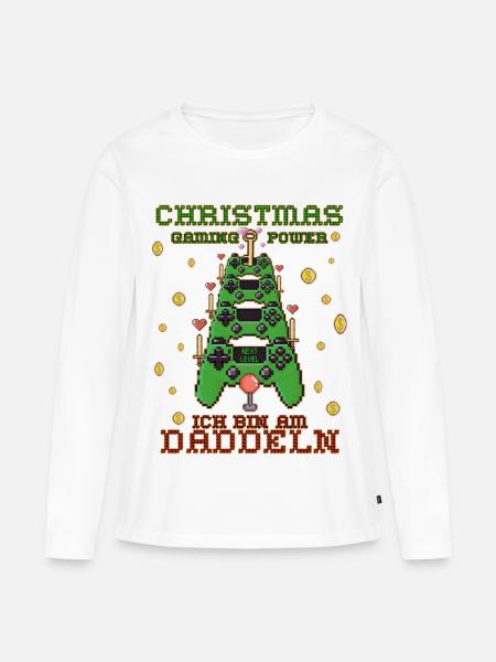 Weihnachten Gaming - Frauen Premium Bio Langarmshirt - Weiß