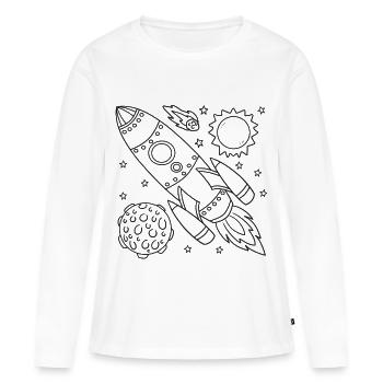 Rakete Weltraum Spaceship - Frauen Premium Bio Langarmshirt - Weiß - Vorne - Julia (174cm)