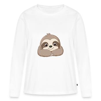 Paresseux détendu - T-shirt manches longues Premium bio Femme - blanc - Devant - Julia (174cm)