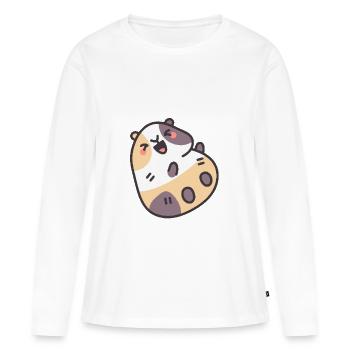 Le sympathique cochon d’Inde - T-shirt manches longues Premium bio Femme - blanc - Devant - Julia (174cm)