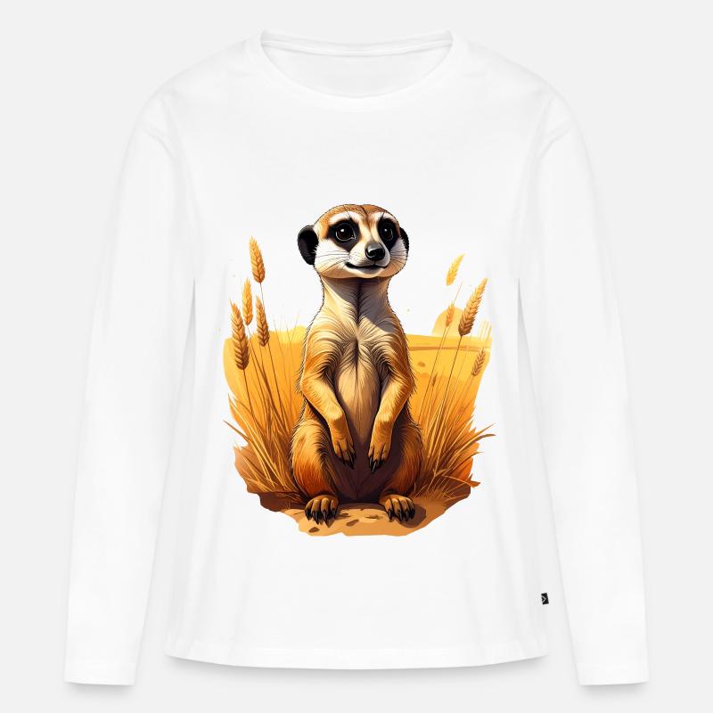 Ein Erdmännchen in der Savanne - Frauen Premium Bio Langarmshirt - Weiß