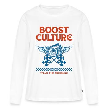 Turbo Boost Culture - Frauen Premium Bio Langarmshirt - Weiß - Vorne - Julia (174cm)