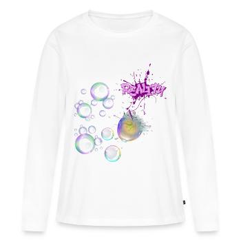 Des boules de réalité éclaboussent des graffitis - T-shirt manches longues Premium bio Femme - blanc - Devant - Julia (174cm)