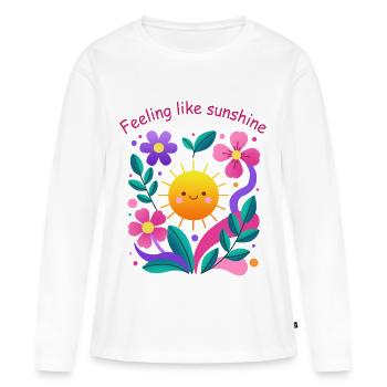 Sentir le soleil : motif floral - T-shirt manches longues Premium bio Femme - blanc - Devant - Julia (174cm)