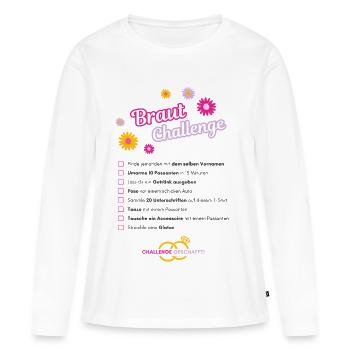 Braut Challenge Blumenprint - Frauen Premium Bio Langarmshirt - Weiß - Vorne - Julia (174cm)