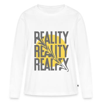 Distorsion de la réalité – Typographie Dic - T-shirt manches longues Premium bio Femme - blanc - Devant - Julia (174cm)