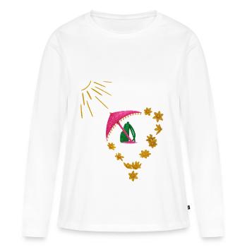 Fêtes avec le cœur et le soleil - T-shirt manches longues Premium bio Femme - blanc - Devant - Julia (174cm)