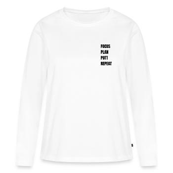Golf Focus Plan Putt Repeat - Frauen Premium Bio Langarmshirt - Weiß - Vorne - Julia (174cm)