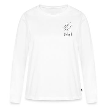 Être gentil main humaine et conception d’art de la ligne de patte - T-shirt manches longues Premium bio Femme - blanc - Devant - Julia (174cm)