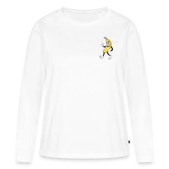 T-Shirt mit Bananen-Logo - Frauen Premium Bio Langarmshirt - Weiß - Vorne - Julia (174cm)