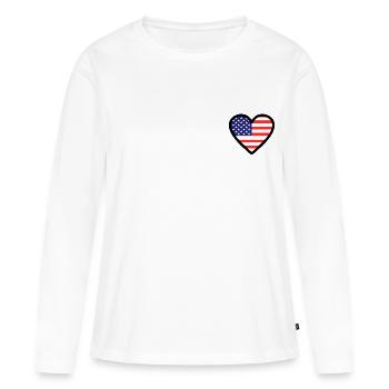 Amérique - T-shirt manches longues Premium bio Femme - blanc - Devant - Julia (174cm)