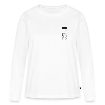 Kaffeebecher Sonnenaufgang - Frauen Premium Bio Langarmshirt - Weiß - Vorne - Julia (174cm)