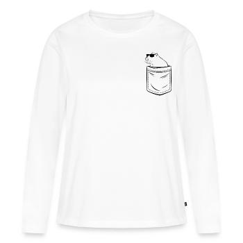 Mon capybara dans ma poche - poche poitrine - T-shirt manches longues Premium bio Femme - blanc - Devant - Julia (174cm)