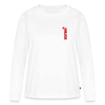 Staff Rouge en Silhouette Verticale - T-shirt manches longues Premium bio Femme - blanc - Devant - Julia (174cm)