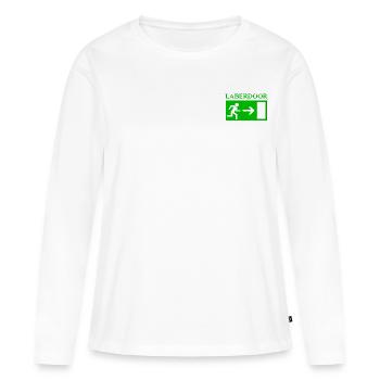 Laberdoor, Labrador, Smalltalk nicht erwünscht - Frauen Premium Bio Langarmshirt - Weiß - Vorne - Julia (174cm)