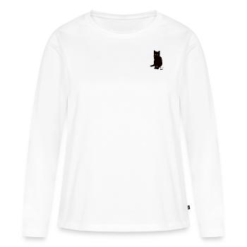 Chat noir jaune Bonne chance - T-shirt manches longues Premium bio Femme - blanc - Devant - Julia (174cm)