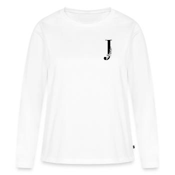 Lettre J - T-shirt manches longues Premium bio Femme - blanc - Devant - Julia (174cm)