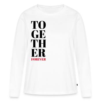 TOGETHER FOREVER - PARTNER LOOK - PARTENARIAT - T-shirt manches longues Premium bio Femme - blanc - Devant - Julia (174cm)