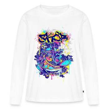 Skater SK8 - Women's Premium Organic Long Sleeve Shirt - white - Front - Julia (174cm)