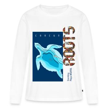 Tortue marine snorkeling Roots - T-shirt manches longues Premium bio Femme - blanc - Devant - Julia (174cm)