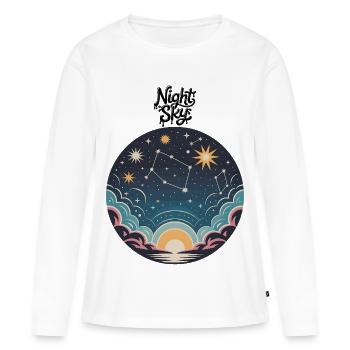 Ciel nocturne - T-shirt manches longues Premium bio Femme - blanc - Devant - Julia (174cm)