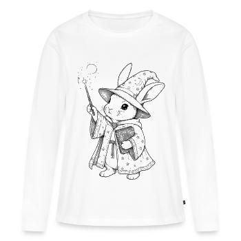 Le Sorcier Lapin dans le Manteau Étoilé - T-shirt manches longues Premium bio Femme - blanc - Devant - Julia (174cm)